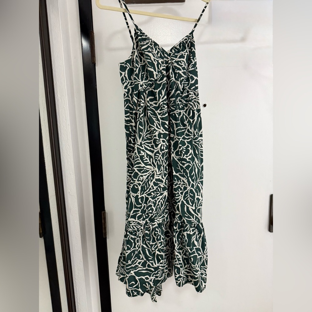 GAP Green and White Floral Jumpsuit